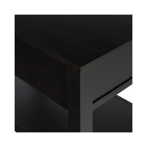 Moe's Home Katherine Nightstand - Elegant Acacia Wood Design With Ample Storage And Classic Brass Handle Charm Black Mdf With Acacia Veneer On Top,Sides,Shelf Panel,Drawer Front,Acacia Drawer Sides,Leg,Frame Ju-1009-02