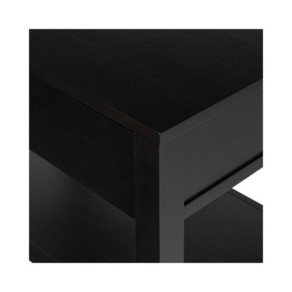 Moe's Home Katherine Nightstand - Elegant Acacia Wood Design With Ample Storage And Classic Brass Handle Charm Black Mdf With Acacia Veneer On Top,Sides,Shelf Panel,Drawer Front,Acacia Drawer Sides,Leg,Frame Ju-1009-02