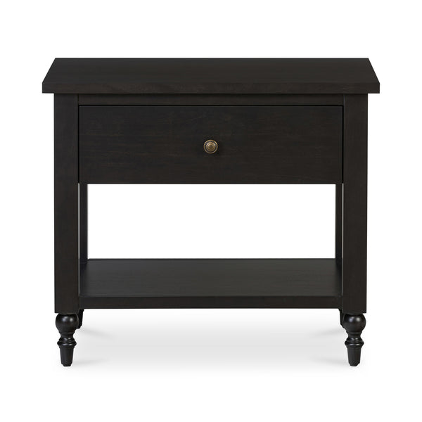 Moe's Home Katherine Nightstand - Elegant Acacia Wood Design With Ample Storage And Classic Brass Handle Charm Black Mdf With Acacia Veneer On Top,Sides,Shelf Panel,Drawer Front,Acacia Drawer Sides,Leg,Frame Ju-1009-02
