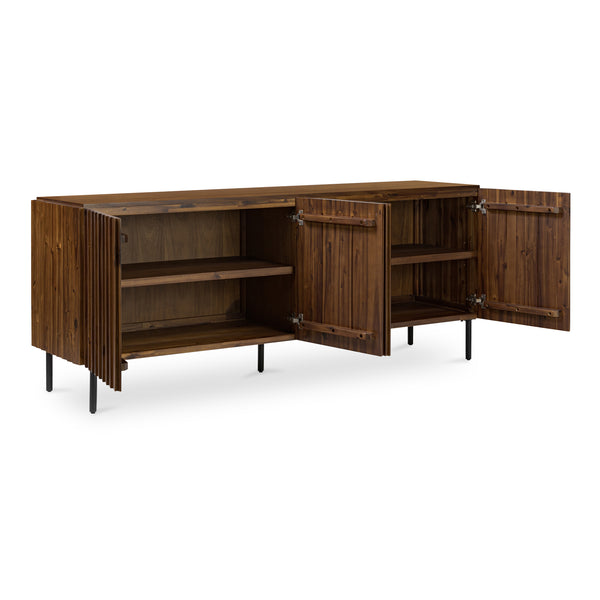 Moe's Home Lincoln Sideboard - Elegant Clinker Craftsmanship With Solid Acacia And Soft Close Doors For Your Home Brown Solid Acacia Door And Side,Acacia Veneer Over Mdf Ju-1010-03