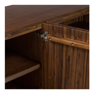 Moe's Home Lincoln Sideboard - Elegant Clinker Craftsmanship With Solid Acacia And Soft Close Doors For Your Home Brown Solid Acacia Door And Side,Acacia Veneer Over Mdf Ju-1010-03