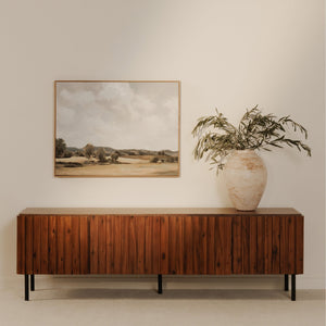 Moe's Home Lincoln Media Cabinet – Rustic Clinker-inspired Design With Solid Acacia Doors And Iron Legs Brown Solid Acacia Door And Side,Acacia Veneer Over Mdf Ju-1011-03