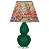 Robert Abbey Jungle Small Double Gourd Accent Lamp Jungle Glazed Ceramic with Lucite Base Fall Floral Fabric Shade