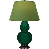 Robert Abbey Jungle Double Gourd Table Lamp Jungle Glazed Ceramic with Deep Patina Bronze Finished Accents Tea Green W/ Taupe Lining Fabric Shade