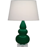 Robert Abbey Jungle Small Triple Gourd Accent Lamp Jungle Glazed Ceramic with Lucite Base Pearl Dupioni Fabric Shade