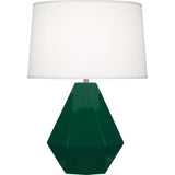 Robert Abbey Jungle Delta Table Lamp Jungle Glazed Ceramic with Polished Nickel Accents Oyster Linen Shade