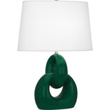 Robert Abbey Jungle Fusion Table Lamp Jungle Glazed Ceramic with Polished Nickel Accents Oval Oyster Linen Shade