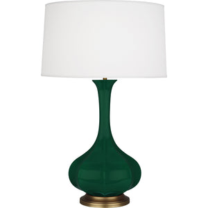 Robert Abbey Jungle Pike Table Lamp Jungle Glazed Ceramic Pearl Dupoini Fabric Shade