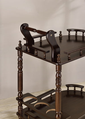 ORE International 29 Inch Cherry Finish Rolling Bar Cart with Wine Rack Two Shelf Dining Entertaining JW-104