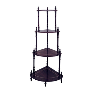 ORE International 39 Inch Cherry Finish Four Tier Corner Ladder Shelf Graduated Wood Display Stand JW-108
