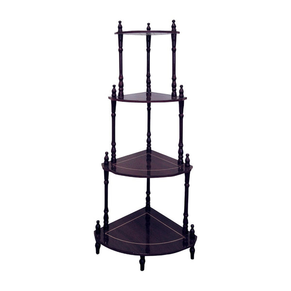 ORE International 39 Inch Cherry Finish Four Tier Corner Ladder Shelf Graduated Wood Display Stand JW-108