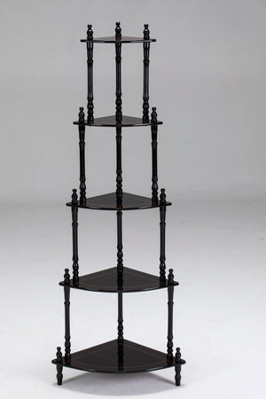 ORE International 39 Inch Cherry Finish Four Tier Corner Ladder Shelf Graduated Wood Display Stand JW-108