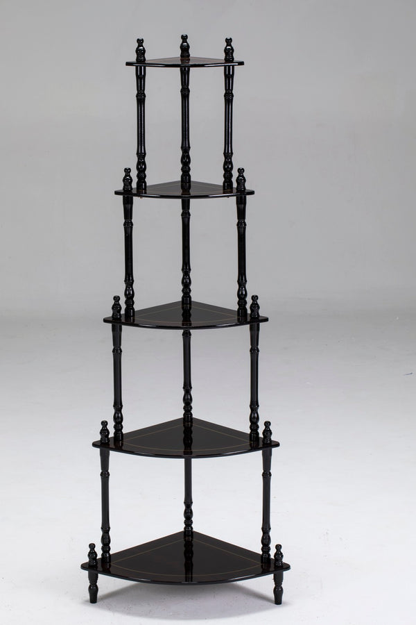 ORE International 39 Inch Cherry Finish Four Tier Corner Ladder Shelf Graduated Wood Display Stand JW-108