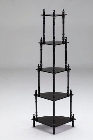 ORE International 39 Inch Cherry Finish Four Tier Corner Ladder Shelf Graduated Wood Display Stand JW-108