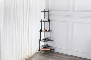 ORE International 39 Inch Cherry Finish Four Tier Corner Ladder Shelf Graduated Wood Display Stand JW-108