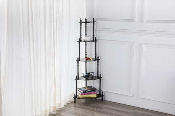 ORE International 39 Inch Cherry Finish Four Tier Corner Ladder Shelf Graduated Wood Display Stand JW-108