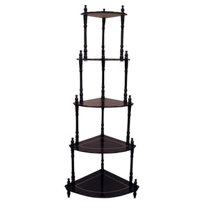 ORE International 39 Inch Cherry Finish Four Tier Corner Ladder Shelf Graduated Wood Display Stand JW-108