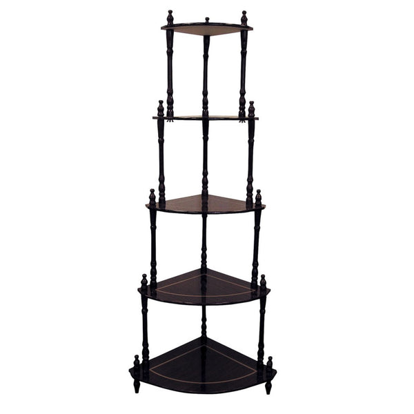 ORE International 39 Inch Cherry Finish Four Tier Corner Ladder Shelf Graduated Wood Display Stand JW-108