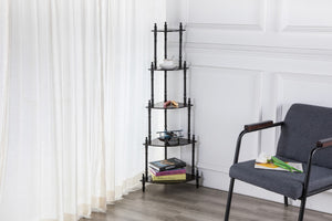 ORE International 39 Inch Cherry Finish Four Tier Corner Ladder Shelf Graduated Wood Display Stand JW-108