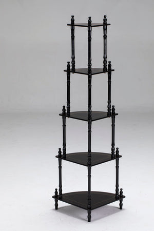 ORE International 39 Inch Cherry Finish Four Tier Corner Ladder Shelf Graduated Wood Display Stand JW-108