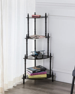 ORE International 39 Inch Cherry Finish Four Tier Corner Ladder Shelf Graduated Wood Display Stand JW-108