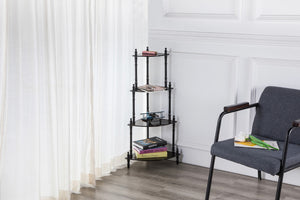 ORE International 39 Inch Cherry Finish Four Tier Corner Ladder Shelf Graduated Wood Display Stand JW-108
