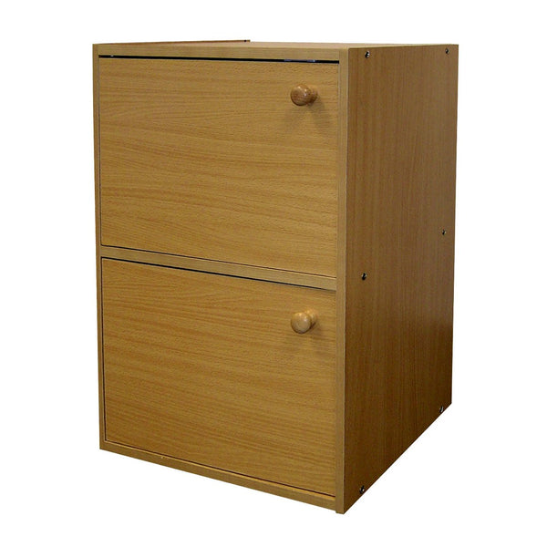 ORE International 24 Inch Natural Finish Slim Bookcase with Magnetic Door Concealed Shelving Storage JW-188
