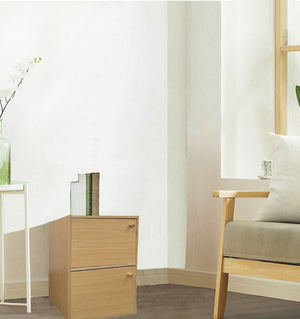 ORE International 24 Inch Natural Finish Slim Bookcase with Magnetic Door Concealed Shelving Storage JW-188