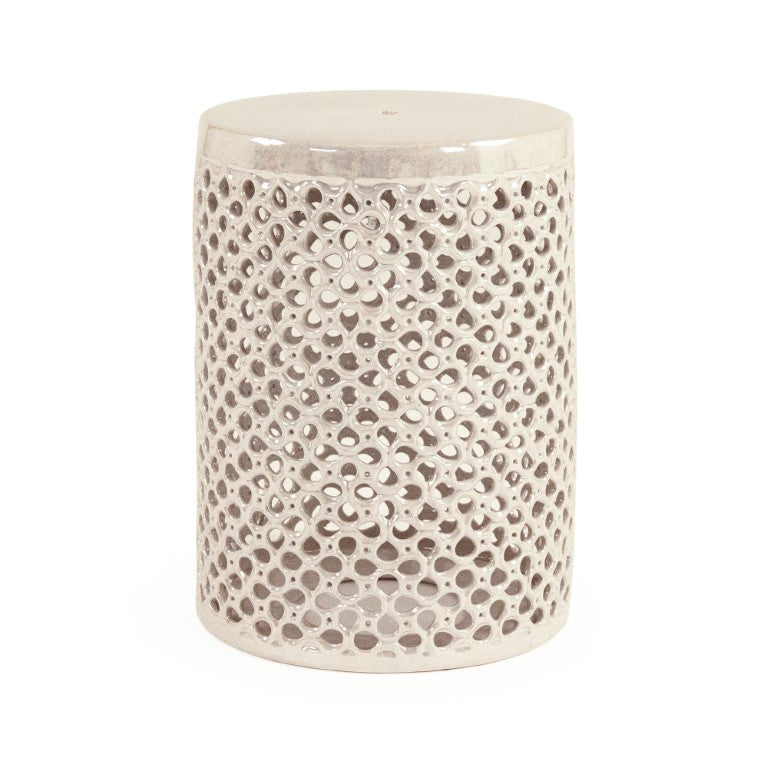 Zentique Lanie Ceramic Garden Stool Grey — Durable Textured Side Table, Compact Seat & Plant Stand, 13x18 in JW001 Grey
