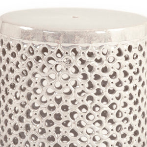Zentique Lanie Ceramic Garden Stool Grey — Durable Textured Side Table, Compact Seat & Plant Stand, 13x18 in JW001 Grey