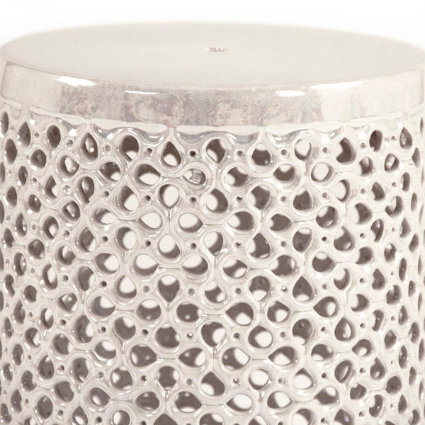 Zentique Lanie Ceramic Garden Stool Grey — Durable Textured Side Table, Compact Seat & Plant Stand, 13x18 in JW001 Grey