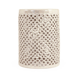 Zentique Lanie Ceramic Garden Stool Grey — Durable Textured Side Table, Compact Seat & Plant Stand, 13x18 in JW001 Grey