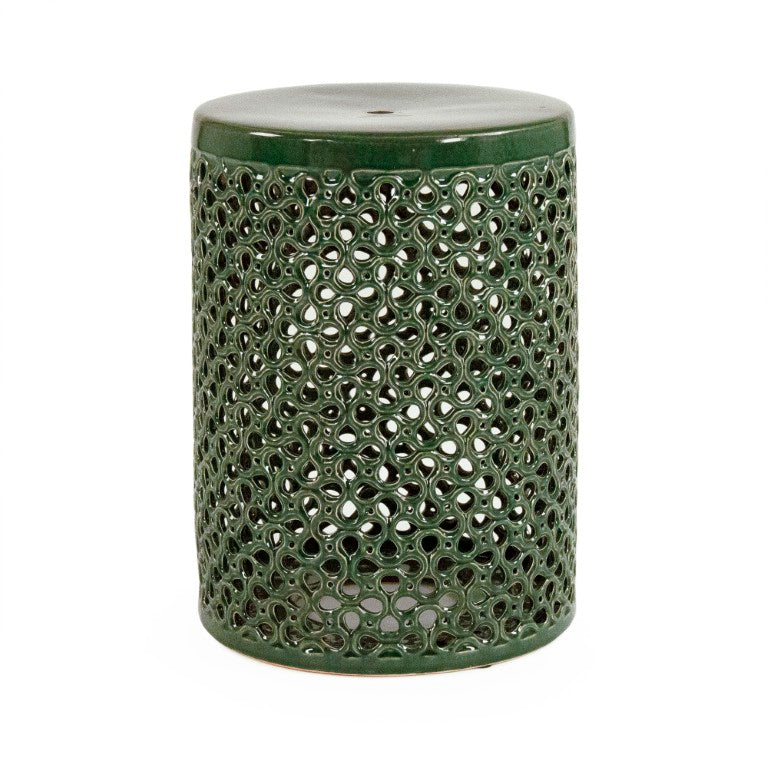 Zentique Lanie Teal Garden Stool — Glazed Ceramic Accent Seat & Side Table, Compact 13x18in, Durable Finish JW001 Teal
