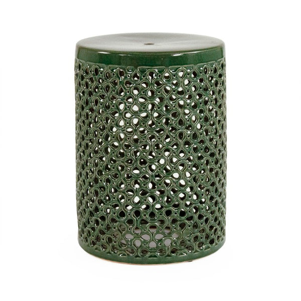 Zentique Lanie Teal Garden Stool — Glazed Ceramic Accent Seat & Side Table, Compact 13x18in, Durable Finish JW001 Teal