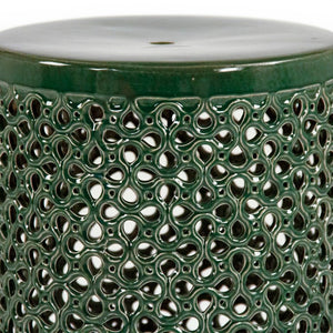 Zentique Lanie Teal Garden Stool — Glazed Ceramic Accent Seat & Side Table, Compact 13x18in, Durable Finish JW001 Teal