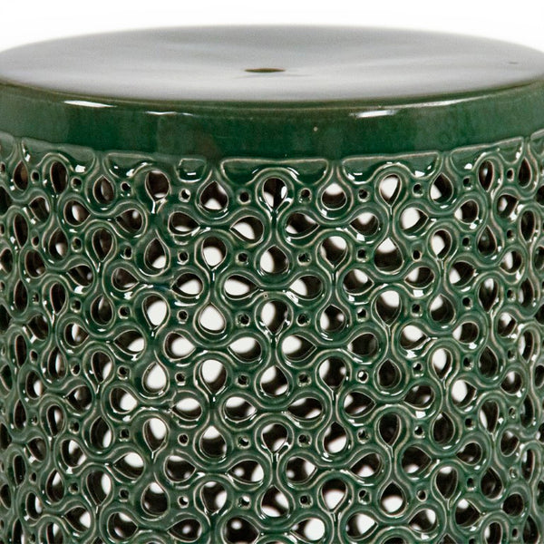 Zentique Lanie Teal Garden Stool — Glazed Ceramic Accent Seat & Side Table, Compact 13x18in, Durable Finish JW001 Teal
