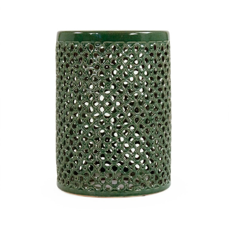 Zentique Lanie Teal Garden Stool — Glazed Ceramic Accent Seat & Side Table, Compact 13x18in, Durable Finish JW001 Teal