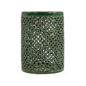 Zentique Lanie Teal Garden Stool — Glazed Ceramic Accent Seat & Side Table, Compact 13x18in, Durable Finish JW001 Teal