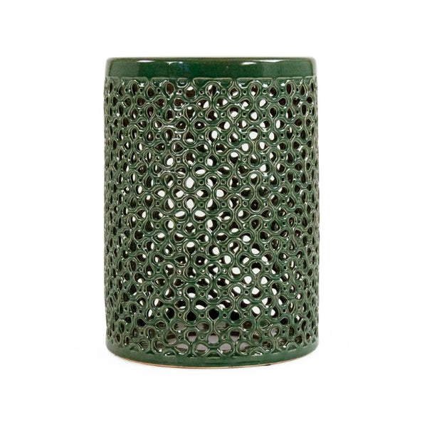 Zentique Lanie Teal Garden Stool — Glazed Ceramic Accent Seat & Side Table, Compact 13x18in, Durable Finish JW001 Teal