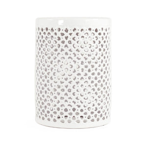 Zentique Lanie Ceramic Garden Stool White — Compact 13x18" Durable Glazed Side Table, Plant Stand, Seat JW001 White