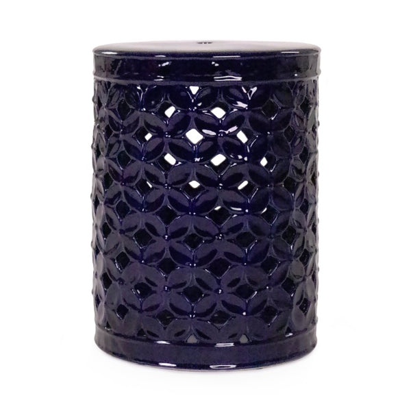 Zentique Garden Ceramic Stool — Versatile Glazed Outdoor/Indoor Seat and Side Table, Compact Durable Accent (94 chars) Blue JW003 Blue