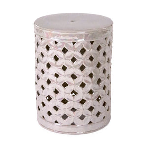 Zentique Garden Ceramic Stool — Versatile Glazed Outdoor/Indoor Seat and Side Table, Compact Durable Accent (94 chars) Iridescent Grey JW003 Grey