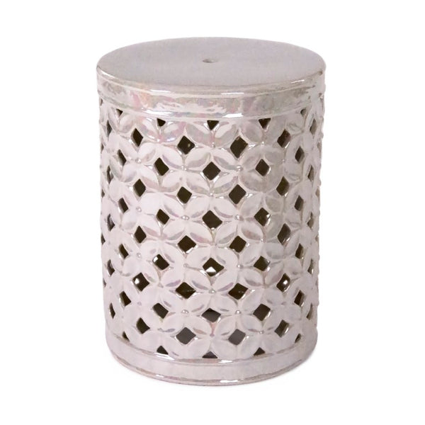 Zentique Garden Ceramic Stool — Versatile Glazed Outdoor/Indoor Seat and Side Table, Compact Durable Accent (94 chars) Iridescent Grey JW003 Grey