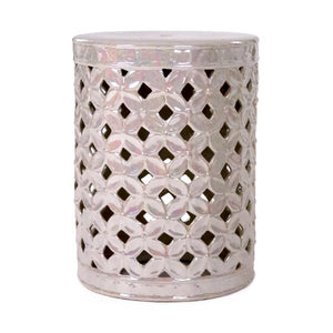 Zentique Garden Ceramic Stool — Versatile Glazed Outdoor/Indoor Seat and Side Table, Compact Durable Accent (94 chars) Iridescent Grey JW003 Grey