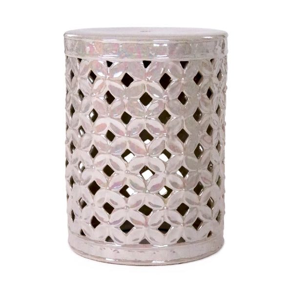 Zentique Garden Ceramic Stool — Versatile Glazed Outdoor/Indoor Seat and Side Table, Compact Durable Accent (94 chars) Iridescent Grey JW003 Grey