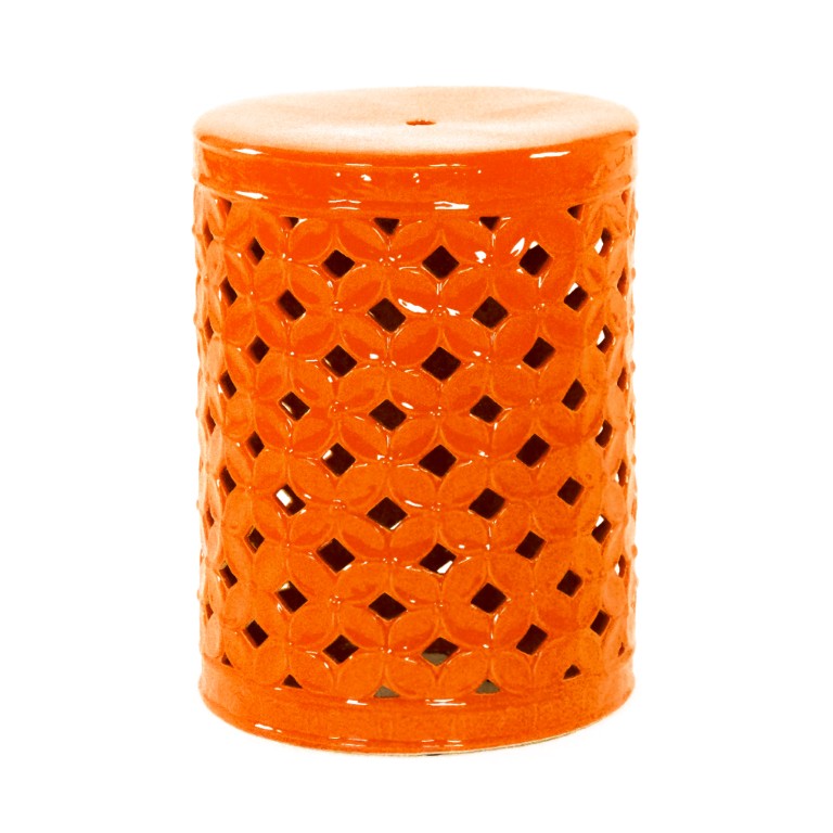 Zentique Garden Ceramic Stool — Versatile Glazed Outdoor/Indoor Seat and Side Table, Compact Durable Accent (94 chars) Orange JW003 Orange