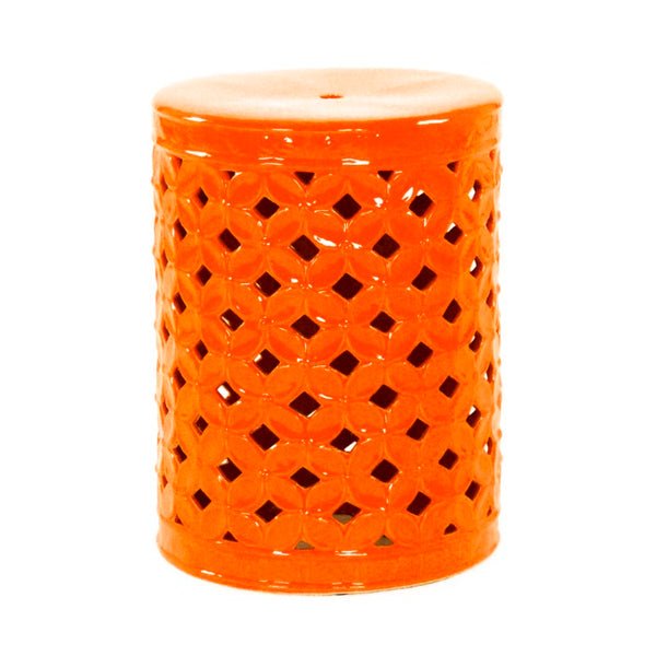 Zentique Garden Ceramic Stool — Versatile Glazed Outdoor/Indoor Seat and Side Table, Compact Durable Accent (94 chars) Orange JW003 Orange