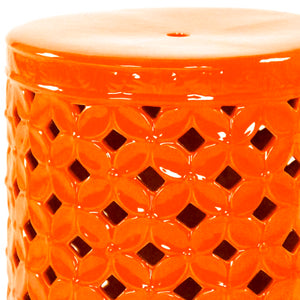 Zentique Garden Ceramic Stool — Versatile Glazed Outdoor/Indoor Seat and Side Table, Compact Durable Accent (94 chars) Orange JW003 Orange