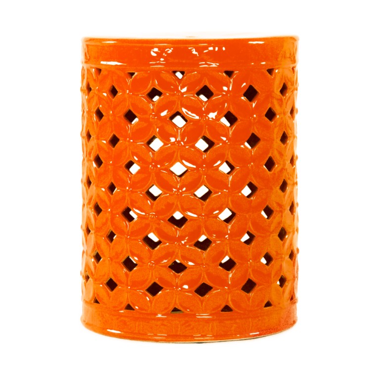 Zentique Garden Ceramic Stool — Versatile Glazed Outdoor/Indoor Seat and Side Table, Compact Durable Accent (94 chars) Orange JW003 Orange