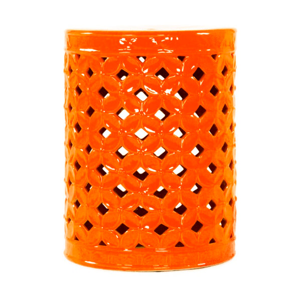 Zentique Garden Ceramic Stool — Versatile Glazed Outdoor/Indoor Seat and Side Table, Compact Durable Accent (94 chars) Orange JW003 Orange